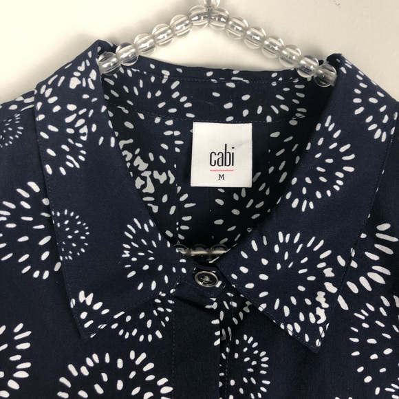 CABI navy white dandelion wish sleeveless top 5215 - Picture 7 of 8